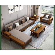 Solid wood sofa combination simple modern new Chinese corner solid wood sofa cushion L shape sofa ch