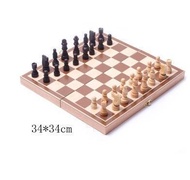 Wooden Chess Set International Chess Entertainment Game Chess Set with Folding Board