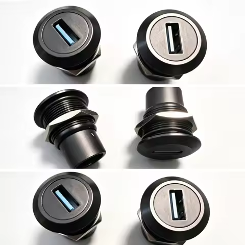 2.0/3.0 USB Panel Socket Metal 22mm Circular Dual C-type USB3.0 Thread Module Connector USB Interfac