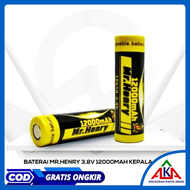 Baterai Rechargeable 18650 Mr. HENRY 12000mAh Li-Ion 37V / 38V Kepala Rata Flat Original