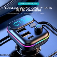 Car Bluetooth 5.0 FM Transmitter Dual USB QC3.0 PD Type C Car Charger Ambient light Handsfree Mp3 Music Player Support TF Card MP3 Player