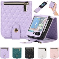 For Samsung Galaxy Z Flip 7 FE 6 5 4 3 Luxury Case Zip Leather Wallet Flip Cover