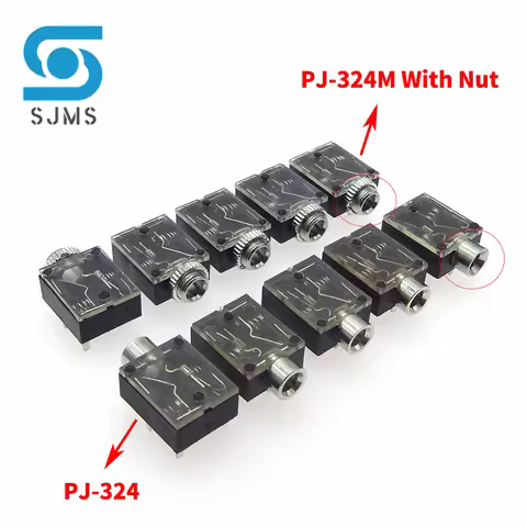 5/10 PCS Stereo Headphone Jack Socket PJ324 PJ324M 5 Pin 3.5mm Audio Jack Socket for Headphone With 