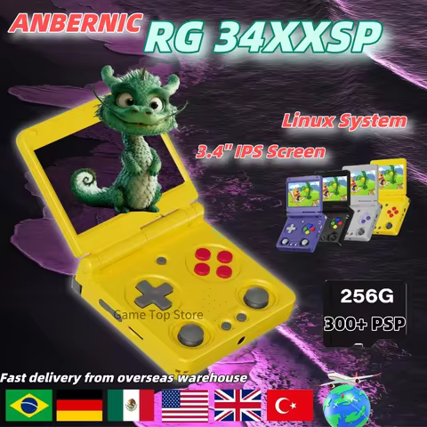 ANBERNIC RG34XXSP Retro Handheld Game Console Retro Video Game Player Linux System Support PS1 Arcad