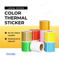 Color Thermal Sticker Label Warna Waterproof Pink Yellow Plain Stickers Kosong P50 PT260