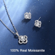 100 Moissanite Set Barang Kemas 925 Sterling Perak Berlian Kalung Bunga Stud Anting-Anting untuk Wan