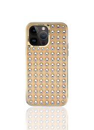14 Pro Max - GOLD/WHITE  (เคสไอโฟน ลูเซียน + พลอย สวารอฟสกี้)