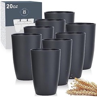 Wrova Wheat Straw Cups 8pcs Pack, Plastic Cups Good Substitute, Reusable, 12oz, Not Easy to Break, C