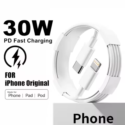 30W PD Fast Charging Cable for iPhone 17 16 15 14 13 12 mini 11 Pro XS Max XR X 8 7 Plus SE Cable 1m