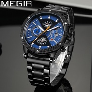 MEGIR Men Waterproof Chronograph Military Army Watch Business Man Sport Quartz Wristwatch