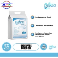 SENSI UNDERPADS 10 PCS PERLAK SIZE L UKURAN 60x90 CM | SOFCARE UNDERPAD PERLAK DEWASA 60CM X 90CM SI