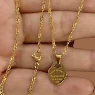 N209 18K Italy Gold Plated Twisted Chain Forever Love Heart Necklace | Hypoallergenic | Not Pawnable | MIRA MODA