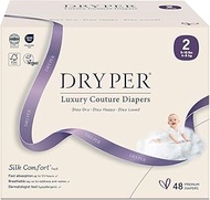 DRYPER Baby Nappies - Size 2 (4-8kg / 8-18 lbs), 6 x 8 Nappies (48 Total), Pure Natural Cotton, Ultr
