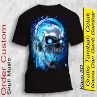 Scary Skull King Moon Muisc Gutar Short Sleeve Adult Size T-shirt