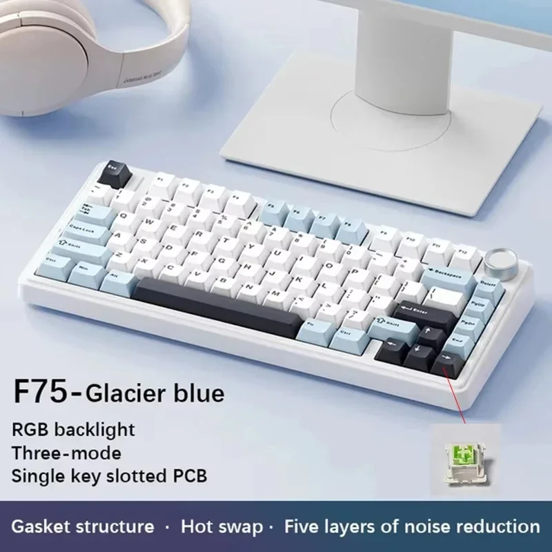 AULA F75 Gaming Keyboard Mechanical Keyboard RGB 2.4GWireless/Wired/Bluetooth Customized 75% Layout 