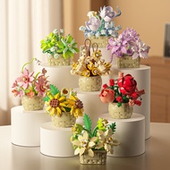 3080-87 Flower Basket, Building Blocks, Flower Desktop Decoration Model, Girls and Children Assemble