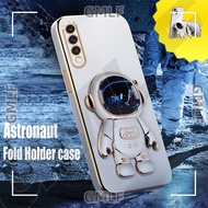 Plating Cute Astronaut Stand Holder Case for Samsung Galaxy A50 A51 A52 A71 A72 2018 Soft Phone Cover