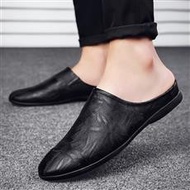 9022 Two-Layer Leather Half Slippers 38-44 Leather Shoes Size Batch 60 Yuan
