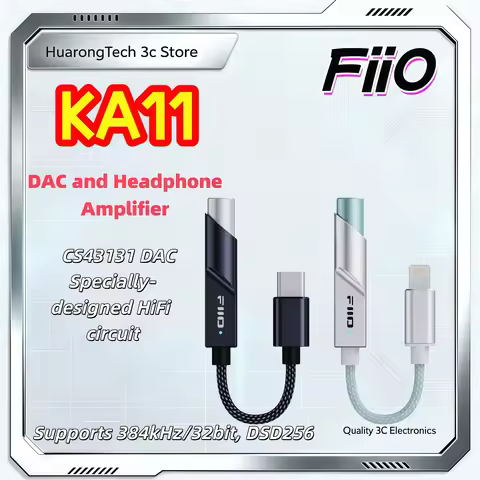 FiiO KA11 DAC And Headphone Amplifier Type C Lightning To 3.5mm Audio Adapter 32bit 384KHz USB Dongl