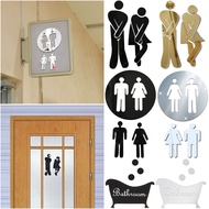 MINGLE Removable Washroom Poster WC Decoration Woman and Man Mirror Surface Decal Toilet Entrance Sign 3D Wall Stickers