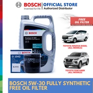 Bosch Fully Synthetic Engine Oil 5W-30 for Toyota Fortuner and Innova FREE OIL FILTER (6L and 1L)