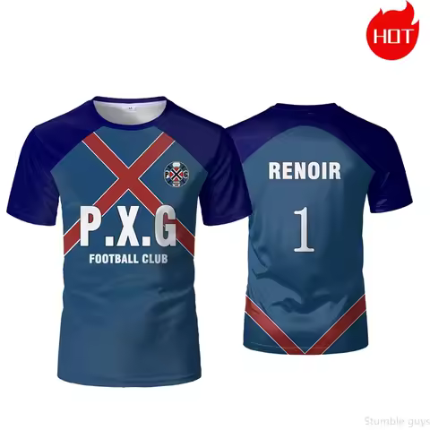 Simple Harajuku Blue Locker Room Anime T-shirt Soccer Jersey Boys Clothes Girls Short Sleeve Cosplay