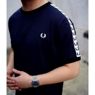 Fred Perry-Fred Perry Taped Ringer T-Shirt Snow White High Quality/Baju Kaos Import Pria Fred Perry/