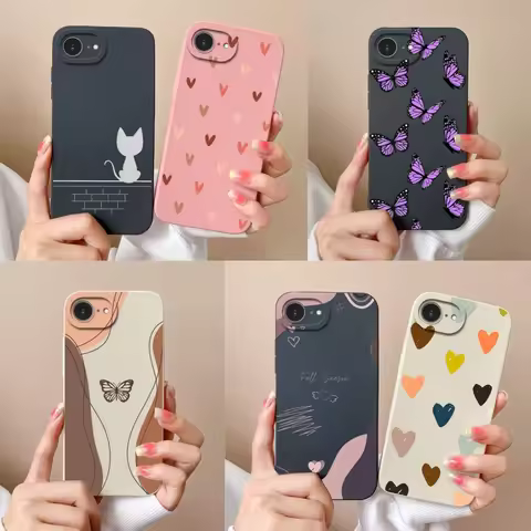 For iPhone 16E Case For iPhone SE 2025 Cover For iPhoneSE 4 Simple Butterfly Phone Cases Soft Liquid
