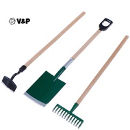 V&P 3psc/Set Metal Garden Spade Rake Tools For Dolls House Miniatures Accessories