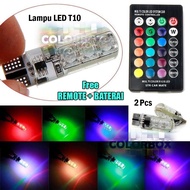 MR 1 SET Lampu LED Senja T10 RGB 2 PCS + Remote Jelly 16 Warna / Lampu LED T10 Mobil Motor RGB 6 Mat