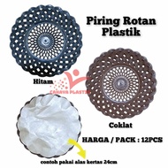 Piring Rotan Plastik Anyaman Lusinan Isi 12pcs / Piring Makan Praktis 1 Lusin