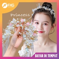 FXG Bando Mahkota Anak Bunga Mutiara Bondu Korea Crown Cantik Princess Wanita Perempuan Dewasa MHT03