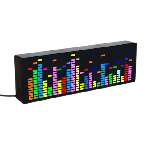 LED Music Spectrum Rhythm Lights Voice Sensor 1624 RGB Atmosphere Level Indicator with Clock Display