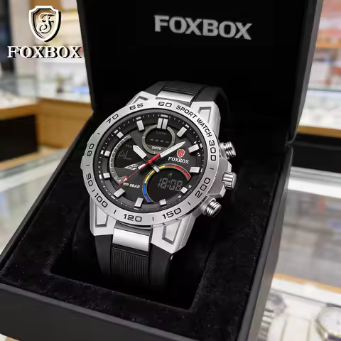 FOXBOX Fashion Electronic Watch Quartz Watches Sport Watches Digital Dual Display Watch Reloj De Hom