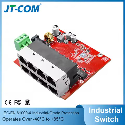 8*1000Mbps RJ45 ports Gigabit Industrial Ethernet Switch PCBA with 9-57VDC surge/EMC For smart citie