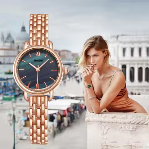 Women Watches New NAIDU Rose gold Silver Ladies Bracelet Watch womens quartz dress wristwatch femini