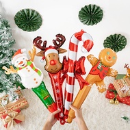 New Christmas Holds Balloon Stick and Christmas Hoop Balloon Aluminum Film Balloon Old Man Snowman Elk Crutches Christmas Party Decoration Props