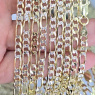 K85 Necklace Figaro Pattern 4x1.mm. 92.5% Pure Silver Italy Plated With 2 Kings