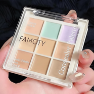 9 Colors Concealer Palette Covers Acne Marks Dark Circles Tear Trough Brightens Skin