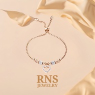 [Ready Stock] RNS Titanium Plated Bracelet Love Pendant Zirconia Fashion Rose Gold Silver Gelang Ran