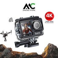 Hoco DV101 กล้องแอคชั่น หน้าจอคู่ ชัดระดับ 4K 2160P / 30fps Wi-Fi กันน้ำลึก 30M เลนส์ไวด์ 150 องศา S