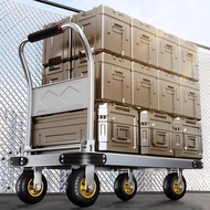 HY-D 【Extra Thick Steel Plate】Platform Trolley Trolley Trolley Mute Foldable Trolley Portable Home Handling Trailer 6VUY
