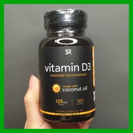 Sports Research Vitamin D3 5000 iu 360 sg Coconut Oil Vit D-3 5000iu