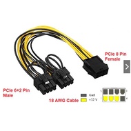 【 NEW 】8-Pin 8pin Female to Dual 2x 8-Pin (6+2) Male Power Extension Cable