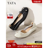 TATA Hehe Women's Shoes Spring Shallow Mouth Shoes Fashion Inner Heightening Casual Shoes New Style 