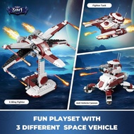 QLT 3 in 1 Space Wars Building Set - Buildable X-Wing Fighter, Republic Fighter Tank, AV-7 Anti Vehi