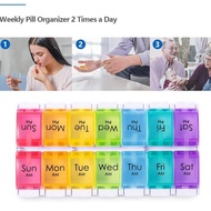 Portable Medicine Case Box 14 Days AM PM Weekly Travel Pillbox