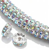 100/200/500pcs Round Spacer Beads, Suitable For Jewelry Making, 6mm/8mm/10mm Crystal Rhinestone Spac