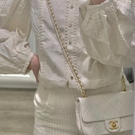 【97新 超稀有保值款✨ 全網最低價！】Chanel CF大mini 白色 珍珠特別款鏈條 超級稀有保值