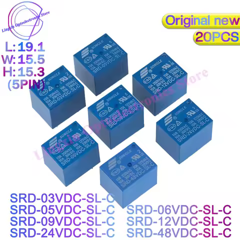 20Pcs/lot Power Relays SRD-05VDC-SL-C SRD-09VDC-SL-C SRD-12VDC-SL-C SRD-24VDC-SL-C SRD -5V 9V 12V 24